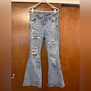 American eagle flare jeans, size 14 regular. Super high rise flare.